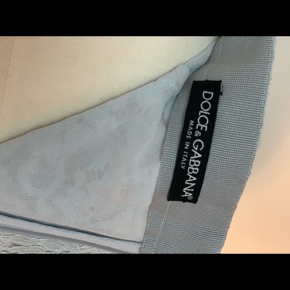 Dolce & Gabbana Baby Blue Scalloped Ruched Lace Skirt Rare Runway - Picture 5 of 8